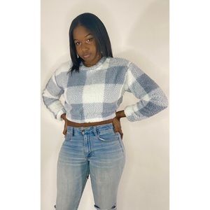 Fuzzy Checkered Crop Top